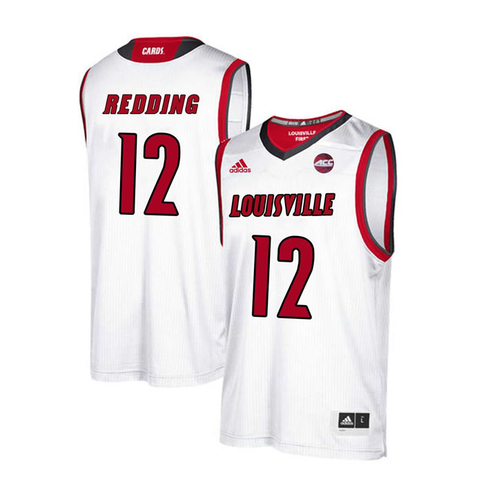 Louisville Cardinals 12 Jacob Redding White College Basketball Jersey Dzhi